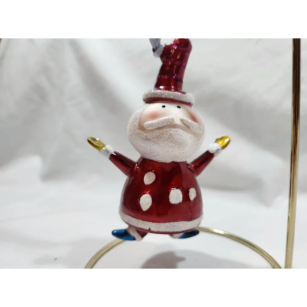Target~Be Merry~Set of 2~Glass Christmas Ornaments~1 Snowman & 1 Santa~Excellent